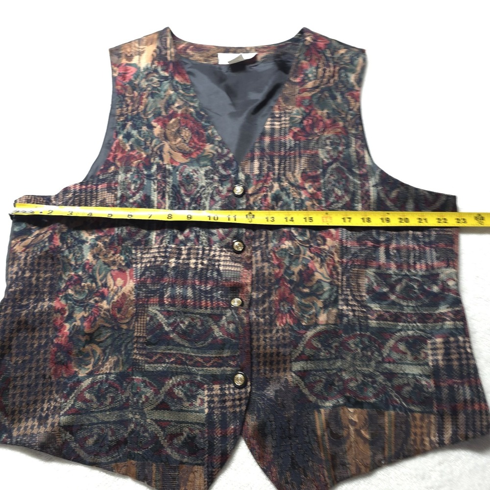 Lady Eva Laurel New York Vintage Tapestry Vest Womens 2X Floral Patchwork USA - Picture 5 of 10